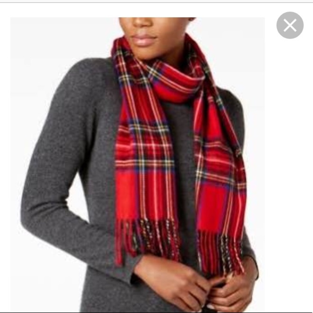 Red plaid winter scarf